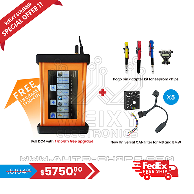 (WEIXY Summer Special offer 11) 1set Full DC4 with 1 month free upgrade + 1set Pogo pin adapter kit + 5PCS CAN filter for MB and BMW + Free shipping