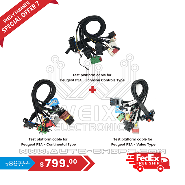 (WEIXY Summer Special offer 7) 1PCS PSA JOHNSON TYPE cable + 1PCS PSA CONTINENTAL TYPE cable +1PCS PSA VALEO TYPE cable + Free shipping