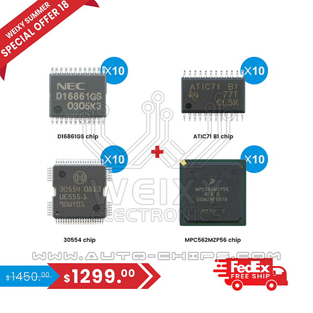 (WEIXY Summer Special offer 18) 10PCS D16861GS chip + 10PCS ATIC71 B1 chip + 10PCS 30554 chip + 10PCS MPC562MZP56 chip + Free shipping